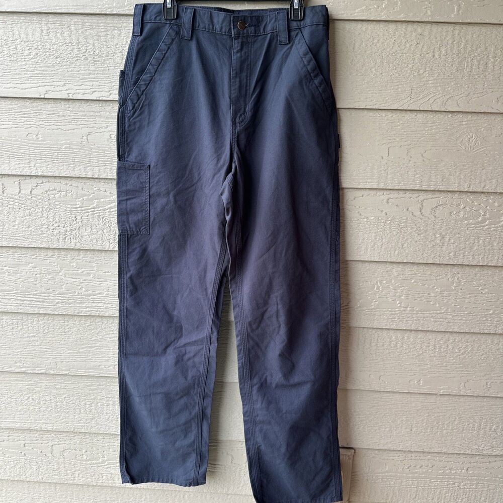Carhartt Men Dungaree Carpenter Work Utility Pants Navy Blue size 33x36 Trousers
